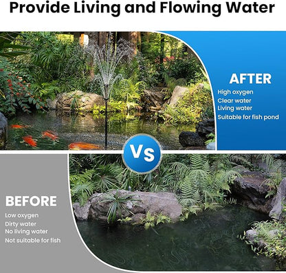 NFESOLAR All-in-one Pond Filter Fountain Kit, 660 GPH Submersible Water Pump with 3-Layer Filtration, UV Clarifier for Outdoor Ponds Up to 2000 Gallon, Fish Tank, Pool, Garden Waterscape N2390