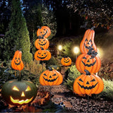 2 Pack Halloween/Thanksgiving Garden Stakes, Outdoor Party Décor Stacked Metal Pumpkins Jack-o-Lantern Lawn Decor, Yard Signs Stake Outdoor Decorative Pumpkin Home Lawn Pathway Driveway Decorations