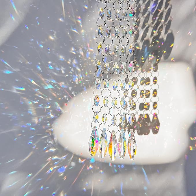 KANPURA Pack of 10 Teardrop Crystals Garland,Crystal Teardrop Chandelier Replacement,Hanging Glass Crystals for Chandelier, Christmas Tree, Home Decor(AB)
