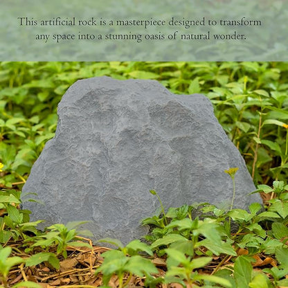 Gardenised Decorative Outdoor Weather-Resistant Artistic Artificial Faux Stone Rock, Garden Patio Granite Grey Fiberglass Stone, Charm Shaped