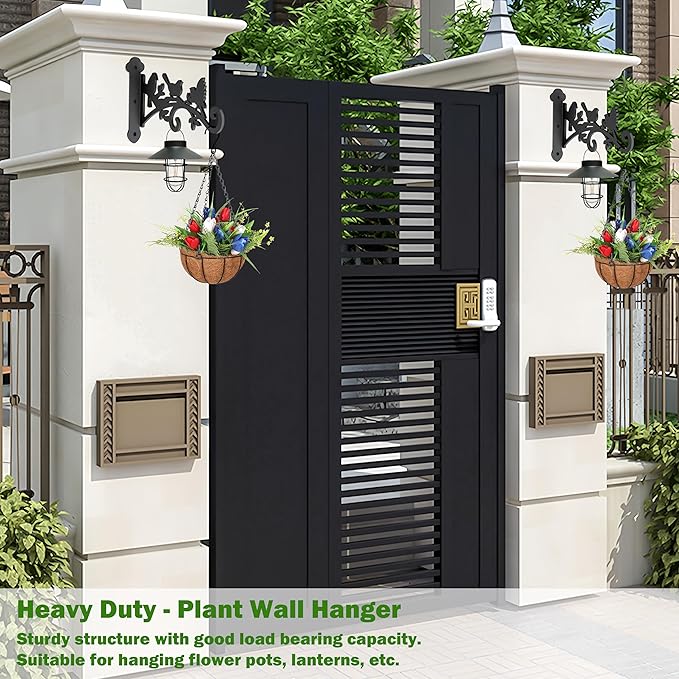 2 Pack Hanging Plant Hanger Outdoor 9-in Hanging Basket Wall Hooks - Heavy Duty Metal Plant Bracket Hook for Flower Baskets,Bird Feeder,Lantern