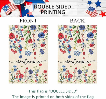 Baccessor 4th of July Patrioctic Garden Flag 12.5 x 18 Inch Double Sided God Bless America Memorial Day Floral Yard Flag Vertical Summer Seasonal Farmhouse Yard Outdoor Decoration