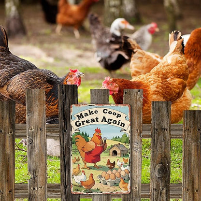 Funny Chicken Coop Signs and Accessories, Make Farming Great Again, Patriotic Farmhouse Metal Wall Art for Coop Farm Stand Chicken Farm Fresh Butt Nuggets Sign 8×12 Inch (yellow chicken coop)