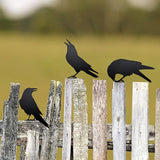 Set of 3 Metal Raven Statues - Gothic Crow Decor for Outdoor Fence Topper, Garden, and Halloween Displays | Fake Crow Ornament for Witchy Garden Decor Yard, Patio & Lawn | Unique Halloween Raven Gift