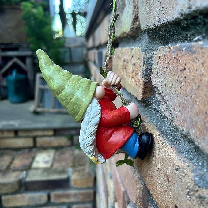 Hanging Gnome Statue Decoration, Climbing Gnomes Statue Figurine Ornament for Indoor Outdoor Home Decor, Gift for Women, Mom