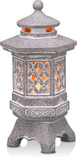 TERESA'S COLLECTIONS Pagoda Garden Statues with Solar Outdoor Light, Resin Zen Garden Lantern Asian Decor Outdoor Statues Lawn Ornaments Patio Porch Yard Decor Gifts for Dad 10.4"