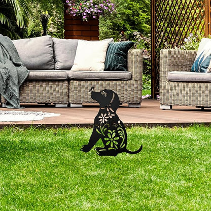 MrMrKura Metal Dog Stakes Garden Decor Stakes Black Dog Silhouette Statue for Outside Metal Dog Decorative Ornaments for Outdoor Garden Home Patio Yard Decor (1 Dog)
