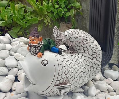 Teaeeno Fish Gutter Downspout Extension Decor,3''x4'' Downspout Extender Diverter Splash Block Sculpture Outdoor Decor,Animal Resin Statue Ornaments,for Garden,Lawn,Yard,Rain Downspout Diverter