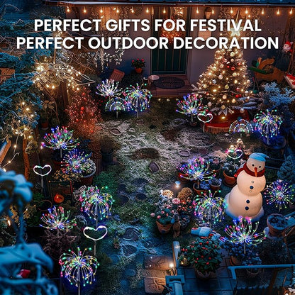 PEVOROS Garden Decor Solar Lights Outdoor,120LED Waterproof Colorful Solar Fairy Garden Lights for Outdoor Decoration,Yard, Patio, Porch,Flower Pot,Pathway,Christmas (4Pack)