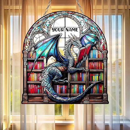 Custom Book Dragon Acrylic Suncatcher Fantasy Window Hanging for Bookish Home Decor Librarian Gift Lover Christmas Sun Catchers Acrylic Windown Suncatchers Windows Outdoor