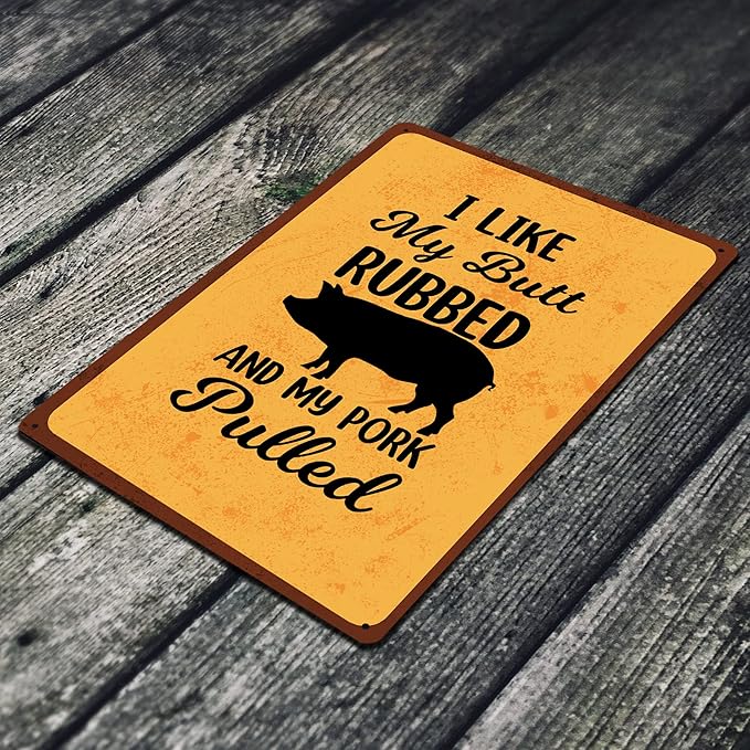 Backyard Patio BBQ Firepit 12 x 8 inch Meat temperature Magnet Sign (pork pulled)