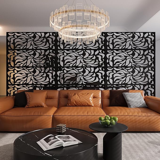 GarveeLife Decorative Metal Garden Fence Panels, Black Outdoor Scroll Design Border for Yard, Flower Bed, Patio & Pool, Rust-Proof & Easy Snap-Together Installation, Flower