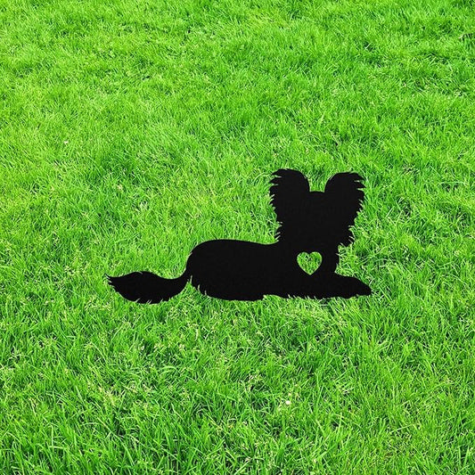 Long Haired Chihuahua Garden Statue Stake,Custom Long Hair Chihuahua Outdoor Yard Art Decor,Memorial Remembrance Sculpture for Yard Garden Porch Lawn Grassland Park Farm Flowerpot Decor.