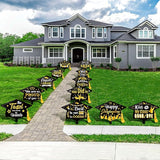 Chunful 12 Pack Graduation Yard Signs Grad Decoration 2026 Happy Graduate Lawn Garden Sign with Stake Congrats Outdoor Plastic Cap Hanging Ornament for Class Pathway Walkway Porch Party(Black)