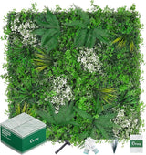 Grooy 20"X20" Artificial Grass Wall, 8PCS Boxwood Panels UV-Protected Faux Grass Backdrop Wall,Greenery Privacy Hedge Screen for Outdoor Garden Patio, Indoor Party Balcony Fence Decor