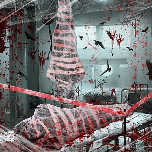 2 Sets Halloween Hanging Cocoon Corpse, 64'' Bloody Inflatable Cocoon Outdoor Decoration Set with Bandage, Scary Dead Body Prop Decor for Outdoor Halloween Party House Yard (Black)