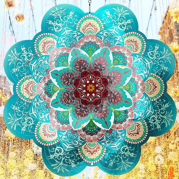 Wind Spinner Mandala Lucky Firework,12inch Hanging Wind Spinner Lucky Gifts for Women/Mother/Grandma/Father/Mom/Wife,Outdoor&Indoor Garden Decorations Yard Art Christmas Ornament