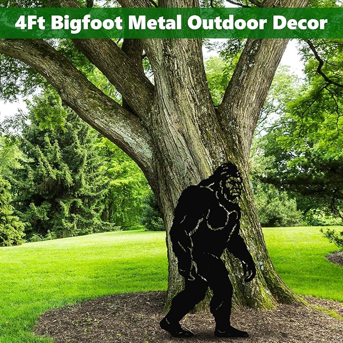 4ft Bigfoot Metal Outdoor Decor Big Foot Sasquatch Gifts for Men/Dad/Women, Chimpanzees Silhouette Statues for Yard Art, Garden, Patio, Backyard, Forests, Lawn Decorations(Classic Style)