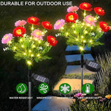 Solar Flowers Lights, 2 Pack Solar-Powered Outdoor Light with 14 Blooming Flowers, Waterproof Lights for Outside Yard, Garden, Pathway, Walkway, Patio, Lawn, Cemetery, Grave Decor