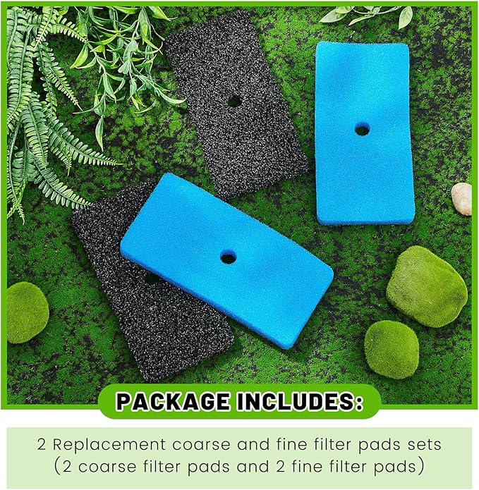 Retisee 2 Sets Replacement Pond Filter Pads for Outdoor Ponds Coarse and Fine Filter Pads Set Compatible with 52231 and 52229 Box for Fish Pond Filters Pump/Motor Water Aquarium Fountain