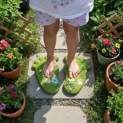 Garden Stepping Stones - Outdoor Decorations for Courtyards, Dog Footprint Stones, Lawn Stepping Stones Set, Resin (2-piece Set)