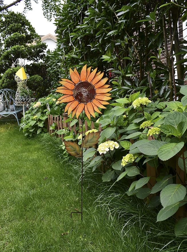 Metal Sunflower Garden Stakes Flower Yard Art Planter Stake Party Lawn Pathway Walkway Patio Decor Yard Sign Indoor Outdoor Decoration (36")