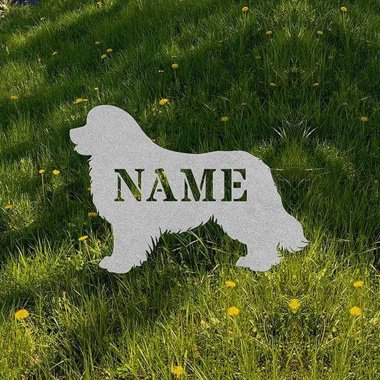 Custom Newfoundland Dog Silver Garden Statue Stake,Custom Newfie Outdoor Yard Art Decor,Memorial Remembrance Sculpture Statue for Yard Garden Porch Lawn Grassland Park Farm Flowerpot Decor.