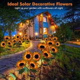 Meagoo Solar Sunflower Lights, 800mA Solar Garden Light with Real Looking Flowers Outdoor Waterproof Solar Stake Lights for Back Yard, Flower Bed, Pathway, Patio, Porch, Spring Decoration (2 Pack)