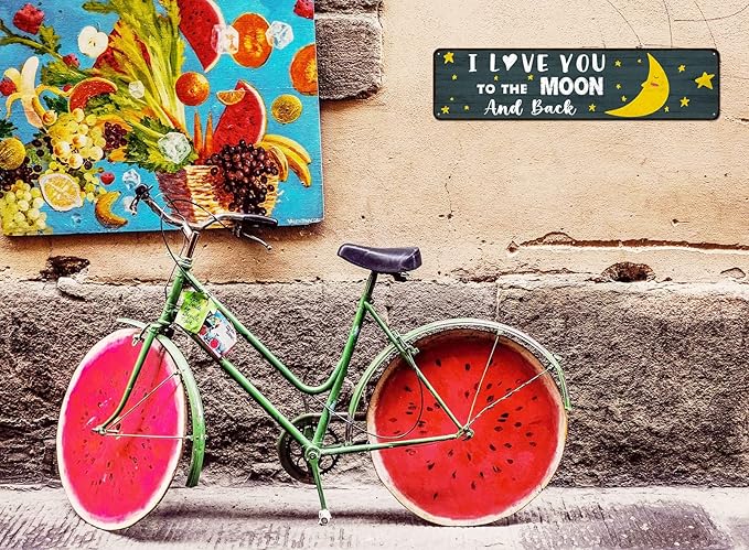 Love Home Wall Decor, Tin Sign Gift for Husband, Wife, Boyfriend, Girlfriend, Weddings, Anniversary, Birthday, Valentine’s day, 4"x16" - I Love You to the Moon And Back
