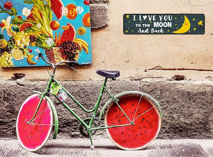 Love Home Wall Decor, Tin Sign Gift for Husband, Wife, Boyfriend, Girlfriend, Weddings, Anniversary, Birthday, Valentine’s day, 4"x16" - I Love You to the Moon And Back