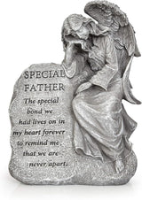 Besti Garden Memorial Stone Angel - Cold-Cast Ceramic Graveyard Remembrance Decoration - Outdoor Sculpture and Engraved Design with Special Father Quote - Sympathy Gift