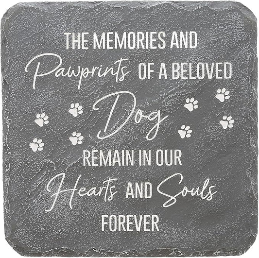 Pavilion Gift Company 25314 Dog Memorial-7.75" x 7.75" Garden Stone, Gray, White