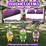 Umigy 3 Pcs Mardi Gras Yard Decor Carnival Day Gnome Outdoor Sign with Stakes Gold Green Purple Gnome Lawn Sign Sweet Yard Decor for Home Pathway Walkway