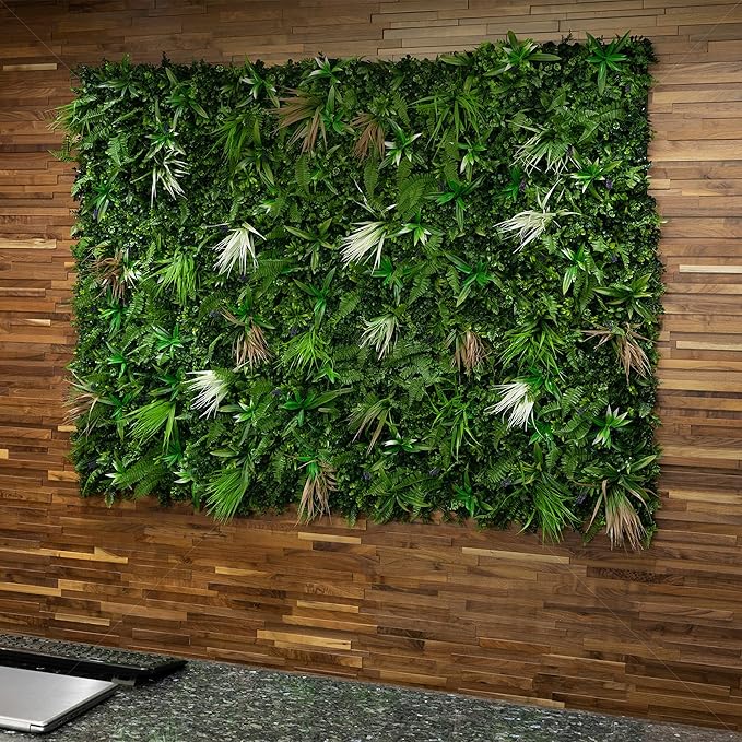 NatraHedge 20''X40'' Artificial Kauai Living Wall Grass Wall Decor, 5Pcs (28SqFt) Hedge Leaf Grass Panels for Indoor, Outdoor, Garden and Balcony Privacy Fence Screen