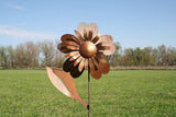 Metal Rustic and Colorful Flower Stakes Ranging from 9.5 to 36 Inches Tall (Sunflower Stake 34" Tall, Naturally Rusted)
