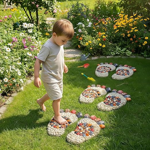 Outdooor Stepping Stones - Decorative Garden Stones for Patio, Deck, Garden or Sidewalk Faux Cobblestone Stepping Stones (Set of 2#B