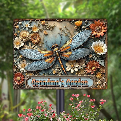 Personalized Metal Signs with Name Made in USA Custom Dragonfly Garden Sign Vintage Decorative Metal Print for Wall Decor Customized Home Garden Ideas Gifts Artwork Prints for Yard Ourdoor