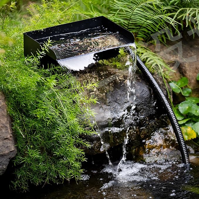 Biling 12 Inch Waterfall Spillway Kit, 304 Stainless Steel Waterfall Box, 40W 660GPH Submersible Pump, 9.8FT Corrugated Tubing, Adjustable Flow for Wide Sheet Waterfall, Stream & Rock Wall