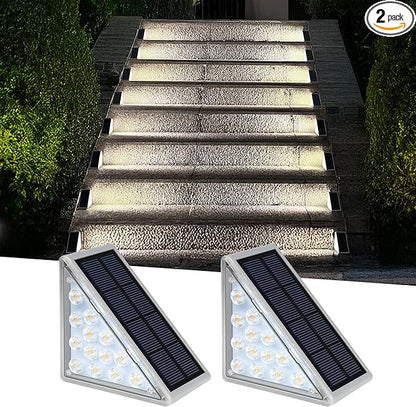 AUDLES LED Solar Step Lights Waterproof Outdoor Stair Lights, Solar Deck Light Outdoor Decor IP67 Solar Decoration Light for Yard, Patio, Garden, Walkways, Front Door, Pathway, Driveway, Porch 2PK