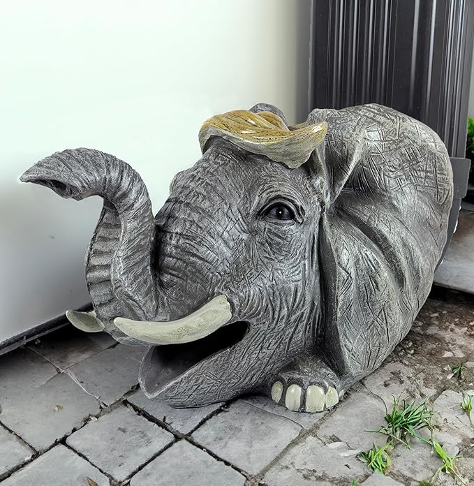 coolboy Elephant Sculpture Gutter Diverter Rain,Deco Gutter Extension Downspout, Eco-Friendly Resin Gutter Extender Diverter,Splash Block, Perfect Rain Gutter Downspout Extension for 3"x4" Downspouts