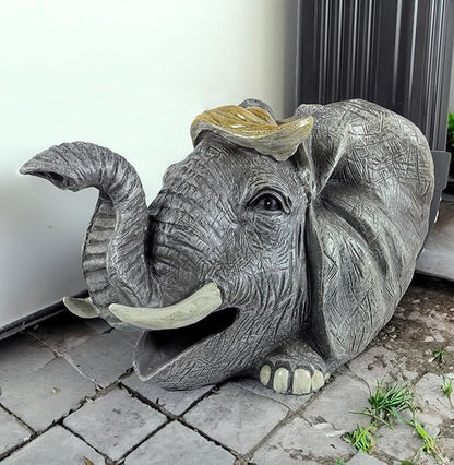 coolboy Elephant Sculpture Gutter Diverter Rain,Deco Gutter Extension Downspout, Eco-Friendly Resin Gutter Extender Diverter,Splash Block, Perfect Rain Gutter Downspout Extension for 3"x4" Downspouts