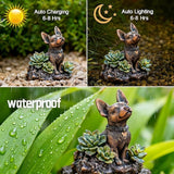 IVCOOLE Solar Dog Statue - Garden Resin Dog Figurine with Solar Lantern & Ourdoor Decorations for Patio Porch Lawn and Yard - Ideal Gift for Dog Lovers, Moms & Grandmas