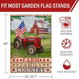 Furiaz July 4th Farm Family Country Barn Tractor American Patriotic House Flag, USA America Memorial Day Garden Yard Decorative Home Outside Decoration, Summer Farmhouse Outdoor Large Decor 28 x 40