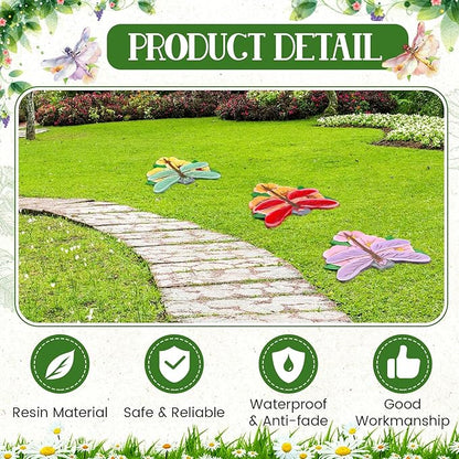 Yalikop 3 Pcs Dragonfly Stepping Stones Resin 7-10inch Decorative Stepping Stone Dragonfly Outdoor Garden Decorations for Garden Patio Walkway Sculpture Yard Art