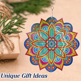 Mandala Wind Spinners, 12inch Metal Wind Spinners Outdoor for Yard and Garden, Stainless Steel Hanging Wind Spinner, Kinetic Yard Art Garden Decor Ornament Gifts