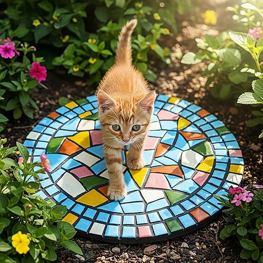 Garden Decoration - Mosaic Stepping Stone - Patio Decoration Stone 12 Inch (Blue)