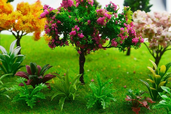 MOMOONNON 28 Pcs Miniature Fairy Garden Tree Plant Ornament, Mixed Model Trees 1-3 Inches, Miniature Dollhouse Pots Decor Moss Bonsai Micro Landscape DIY Craft Garden Ornament