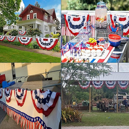 2 x 4 Ft American Bunting Flags Outdoor, US Flag Bunting for Outside, Patriotic Half Fan Bunting Flag with Brass Grommets for 4th of July Indoor Outdoor (Set of 4)