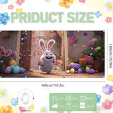 Easter Garage Door Banner Cover, Easter Bunny Colorful Eggs Spring Party Backdrop Decor, Garage Door Cover For Outdoor Yard Holiday Decoration (Cute Bunny)