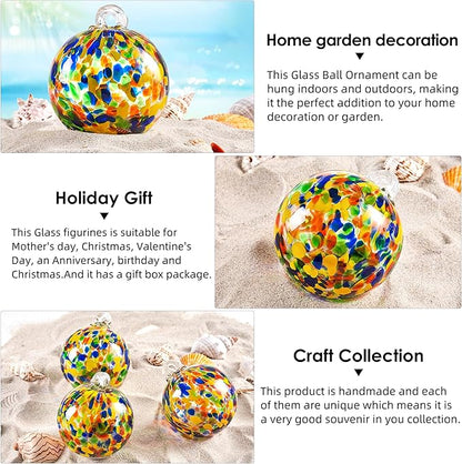 Hand Blown Glass Witch Ball,Glass Ball Ornament Hanging Garden Gazing Ball Indoor Outdoor Home Décor. (2)